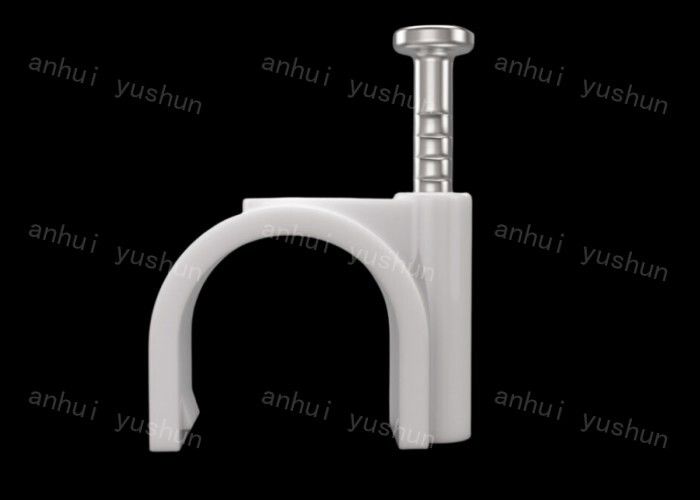 Clipes de cabo de plástico de 10 mm fáceis de instalar Tipo de prego Clipe de cabo de círculo de plástico branco de 4 mm a 25 mm com prego
